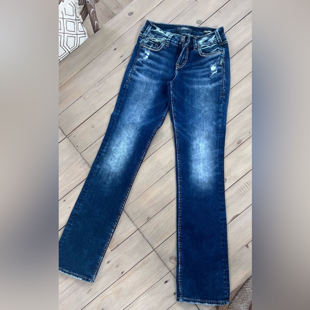 Silver Jeans Dark Blue Suki Mid Slim Boot Leg Women's Jeans